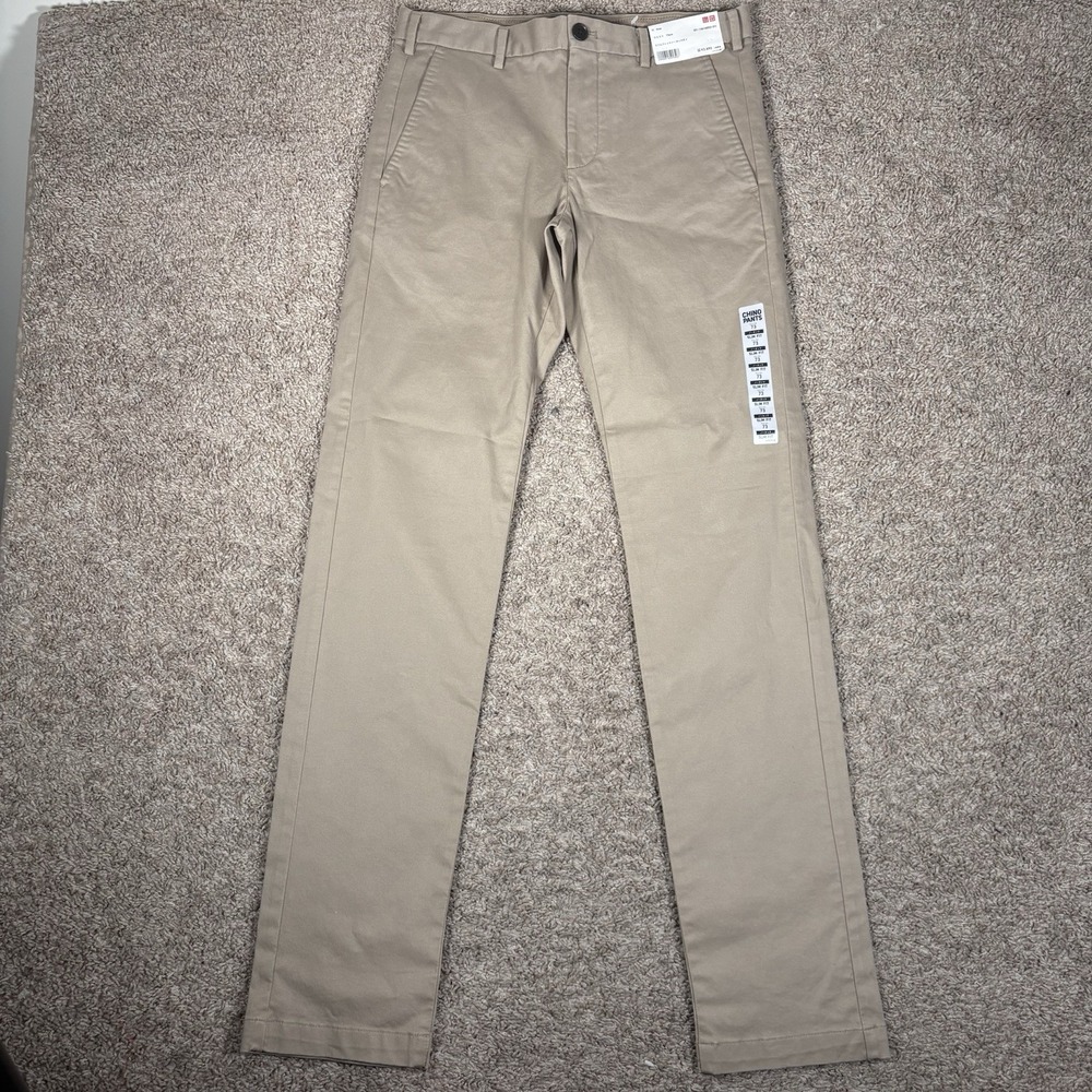 Uniqlo Pants Mens 30x33 Brown Khakis Slim Fit Chino Cotton Stretch
